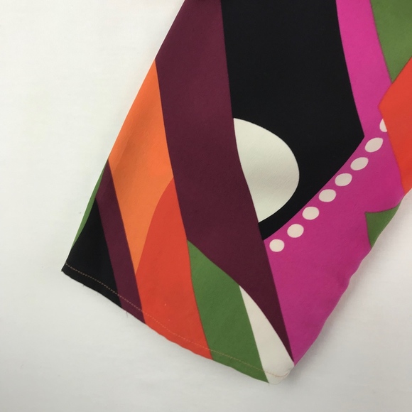 August Max 100% Silk Retro Print Button Up Blouse - Picture 8 of 8